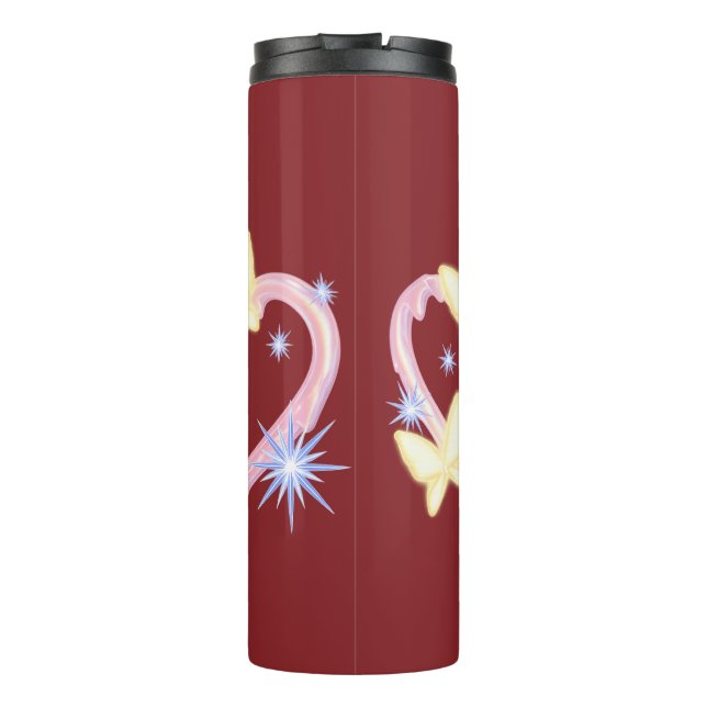 Vibrant Red Water Bottle with Enchanted Butterfly  (Back)