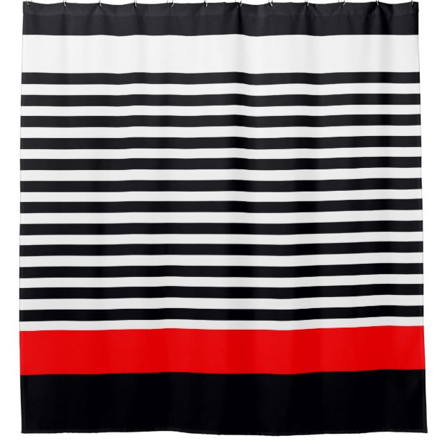 Vibrant Red With Stripes Shower Curtain (Front)