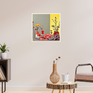 Vibrant Red Yellow Arrangement Design Poster