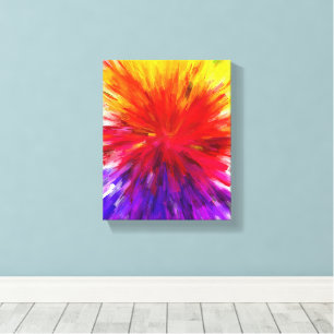 Vibrant Red, Yellow & Purple Abstract Color Burst Canvas Print