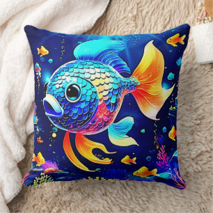 Vibrant Reef Fish Design Cushion
