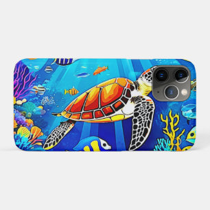 Vibrant Reef: Turtle's Underwater Realm iPhone 11 Pro Case
