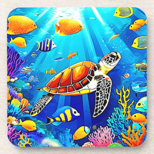 Vibrant Reef: Turtle's Underwater Realm Coaster