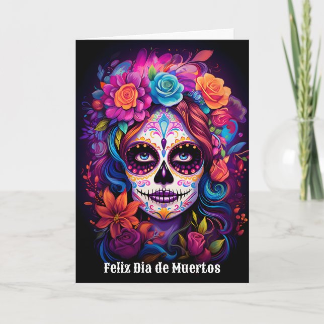  🌹Vibrant Remembrance: Lady Catrina in Bloom🌹 Holiday Card (Front)