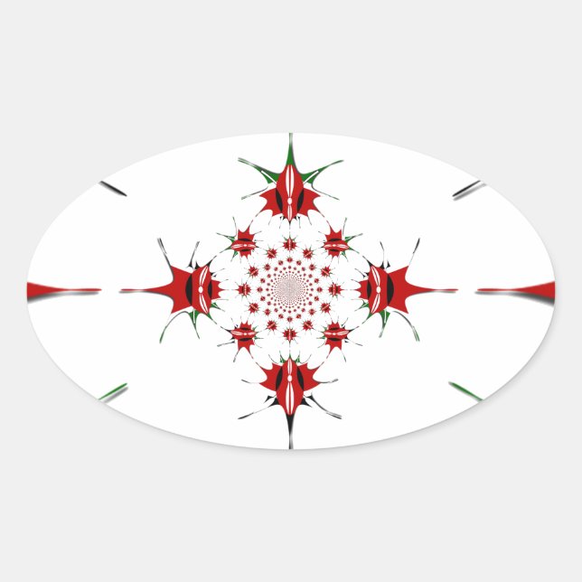 Vibrant Republic of Kenya Shield Flag Kaleidoscope Oval Sticker (Front)