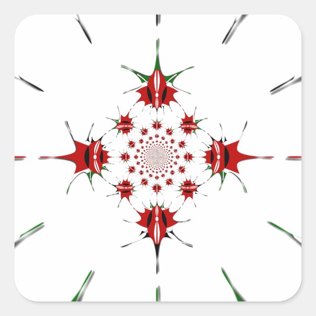 Vibrant Republic of Kenya Shield Flag Kaleidoscope Square Sticker (Front)