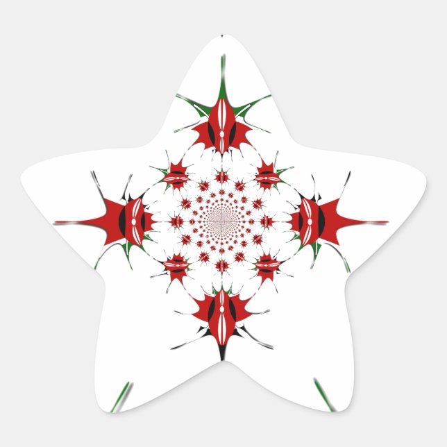 Vibrant Republic of Kenya Shield Flag Kaleidoscope Star Sticker (Front)