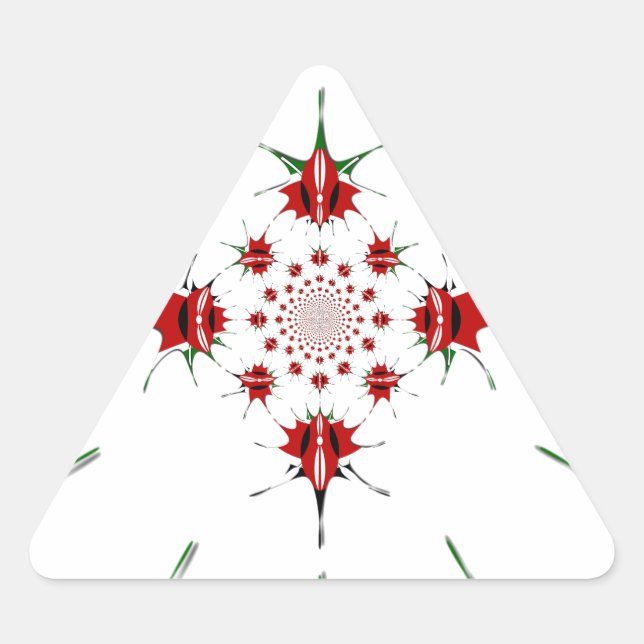 Vibrant Republic of Kenya Shield Flag Kaleidoscope Triangle Sticker (Front)