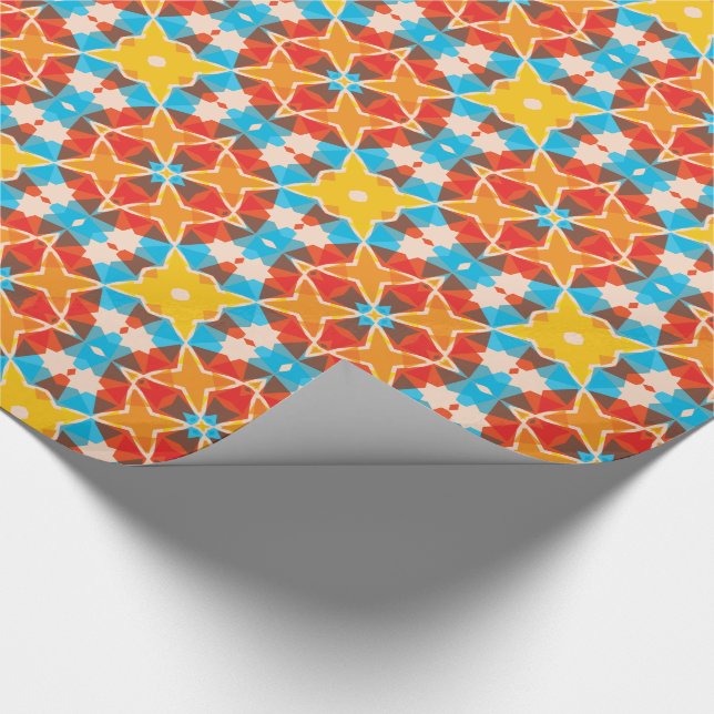 Vibrant Retro 3D Block Colours Kaleidoscope Patter Wrapping Paper (Corner)