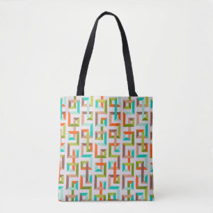 Vibrant Retro 3D Geometric Maze Pouch / Tote Bag
