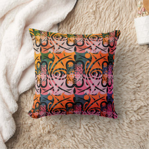 Vibrant Retro Abstract LEAF Pattern  Cushion