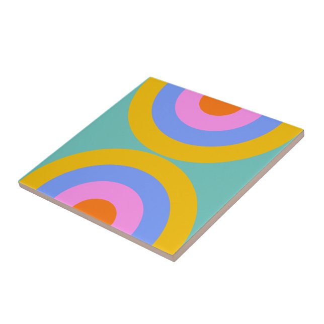 Vibrant Retro Boho Circles Tile (Side)