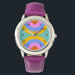 Vibrant Retro Boho Circles Watch<br><div class="desc">Boho retro colourful circles watch. Pink blue mustard turquoise. For a 70's or 60's bohemian vibe. If your not afraid of vibrant bold colours!</div>