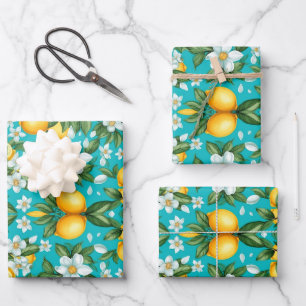 Vibrant Retro Citrus Medley Christmas Wrapping Paper Sheet