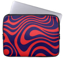 Vibrant Retro Electric Red Blue Wavy Pattern