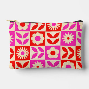 Vibrant Retro Floral Pattern Accessory Pouch