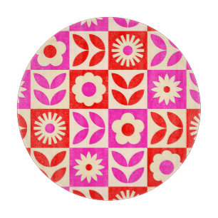 Vibrant Retro Floral Pattern Cutting Board