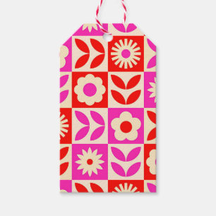Vibrant Retro Floral Pattern Gift Tags