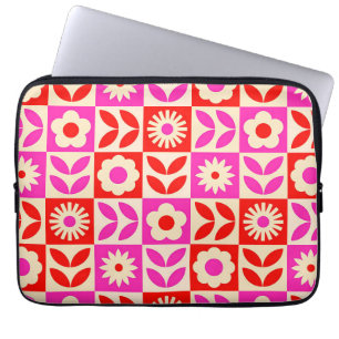 Vibrant Retro Floral Pattern Laptop Sleeve