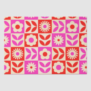 Vibrant Retro Floral Pattern Tissue Paper