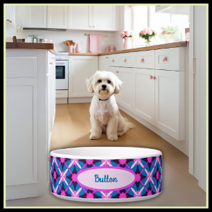 Vibrant Retro Pattern Print Pet Bowl