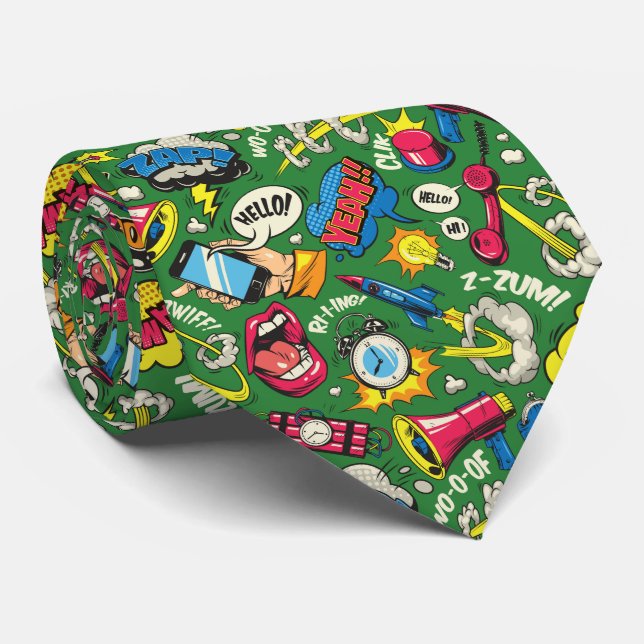 Vibrant Retro Pop Art Comic  Tie (Rolled)