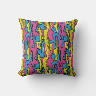 "Vibrant Retro Pop Art Drip Pattern Cushion