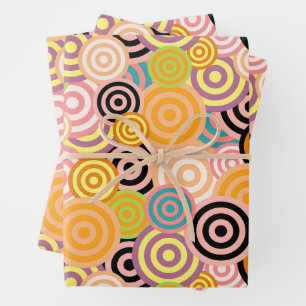 Vibrant Retro Pop Circles All-Over Gift Wrap Paper