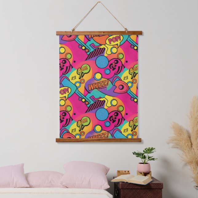 Vibrant Retro Pop Seamless Pattern Hanging Tapestry (Bedroom)