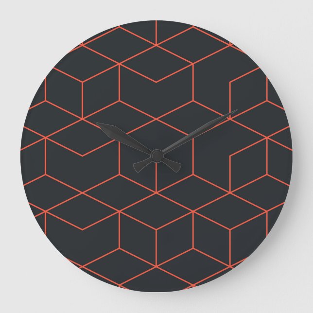 Vibrant, retro, simple, cool, trendy cube pattern large clock (Front)