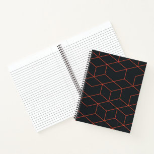 Vibrant, retro, simple, cool, trendy cube pattern notebook