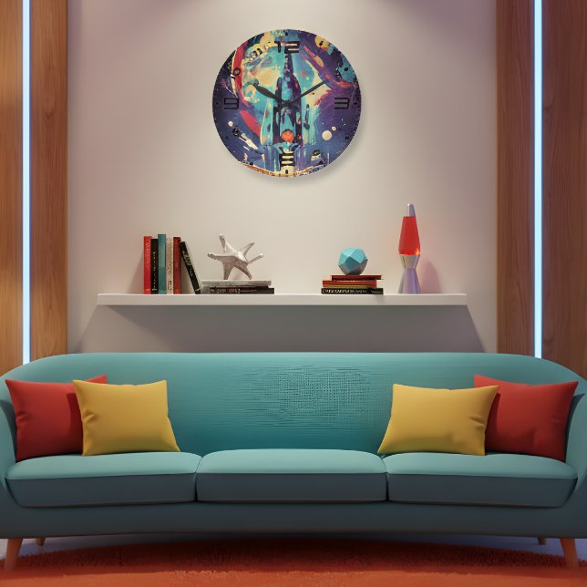 Vibrant Retro Starship Wall Clock (Creator Uploaded)