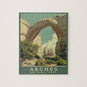 Vibrant Retro-Style Arches National Park  Jigsaw Puzzle
