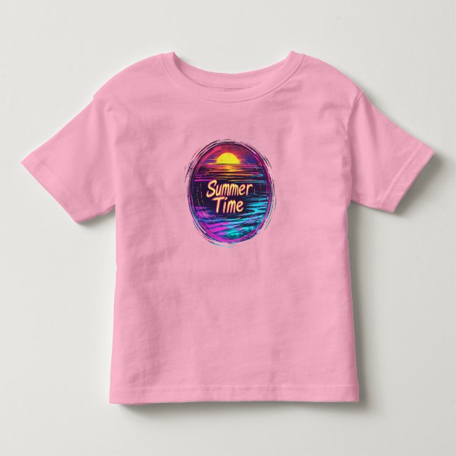 Vibrant Retro “Summer Time” Sunset T-Shirt (Front)