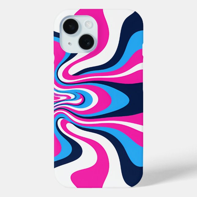 Vibrant Retro Wave Art Print - Design Case-Mate iPhone Case (Back)