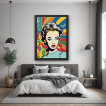 Vibrant Retro Woman Pop Art Portrait