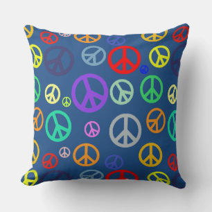 Vibrant Rich multi coloured Peace Symbol Pattern Cushion