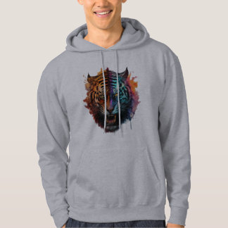 Vibrant Roaring Bengal Tiger Face Hooded Sweatshrt Hoodie