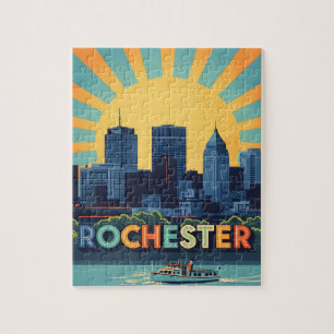 Vibrant Rochester skyline at sunset Jigsaw Puzzle