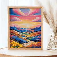 Vibrant Rolling Hills Sunflower Art Painting