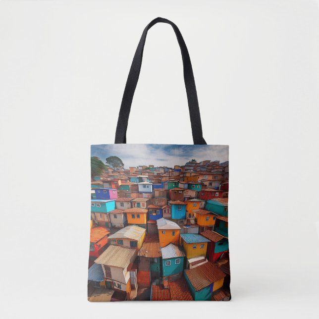 Vibrant Rooftops - Urban Community Art Tote Bag (Front)