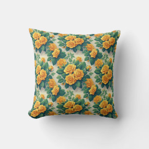 Vibrant Rose Bouquet Pattern for Floral Decor Cushion
