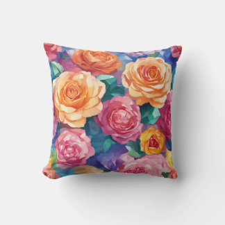 "Vibrant Rose Delight: Colourful Throw Pillow Desi