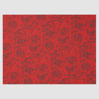 Vibrant Rose Flowers Seamless Pattern Floral Red Tissue Paper