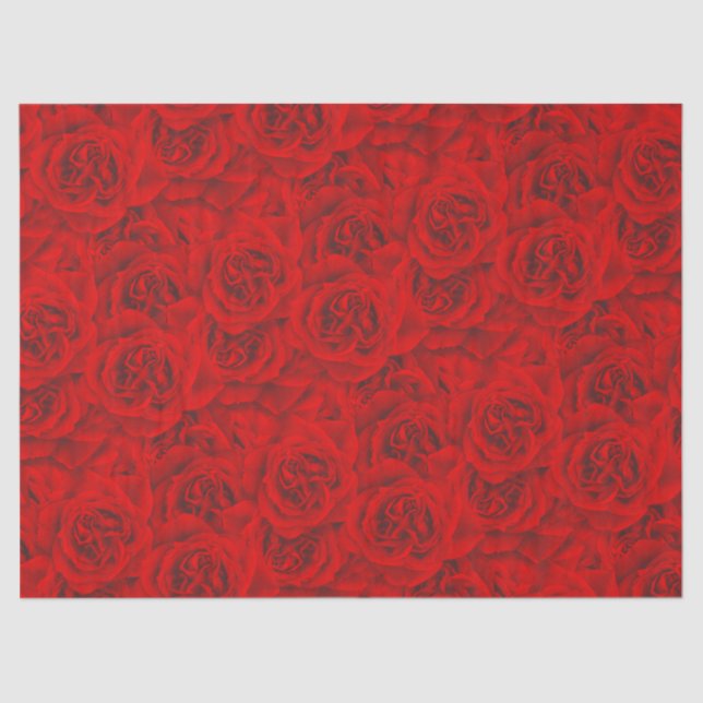 Vibrant Rose Flowers Seamless Pattern Floral Red Tissue Paper (Front)