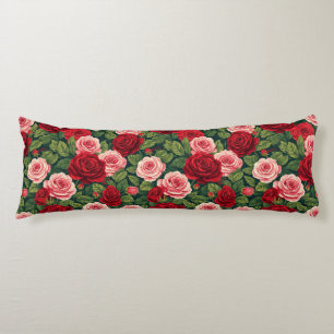 Vibrant Rose Pattern With Red And Pink Roses Body Cushion