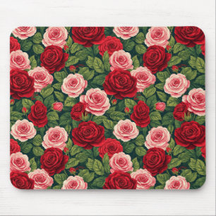 Vibrant Rose Pattern With Red And Pink Roses Mouse Mat