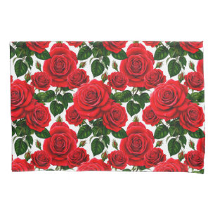 Vibrant Rose Pattern With Red And Pink Roses Pillowcase