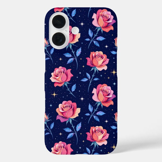 Vibrant Roses Against Starry Night Sky Case-Mate iPhone Case (Back)
