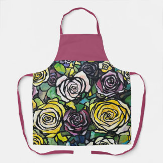 Vibrant Roses Bouquet Apron